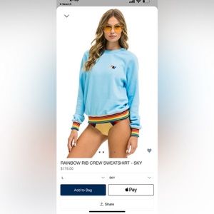 Aviator Nation rainbow rib sweatshirt in sky